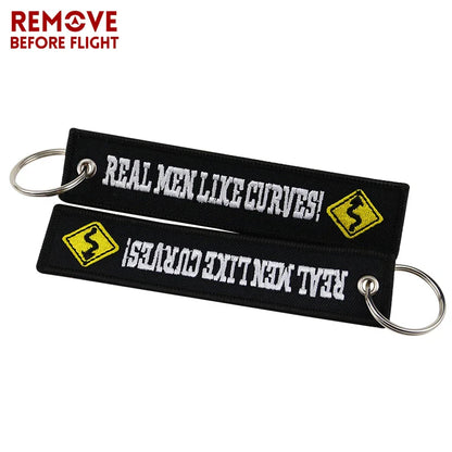 Motorcycle Keychain with Embroidery | Real Men Like Curves Keyring