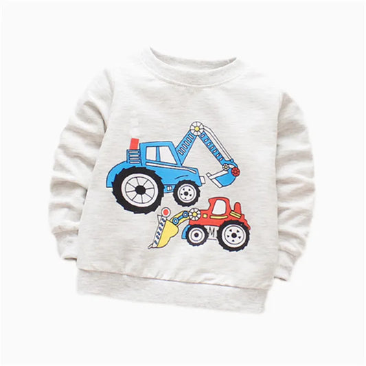 Camiseta de algodón de manga larga para bebé con estampado de dibujos animados – Top informal de primavera