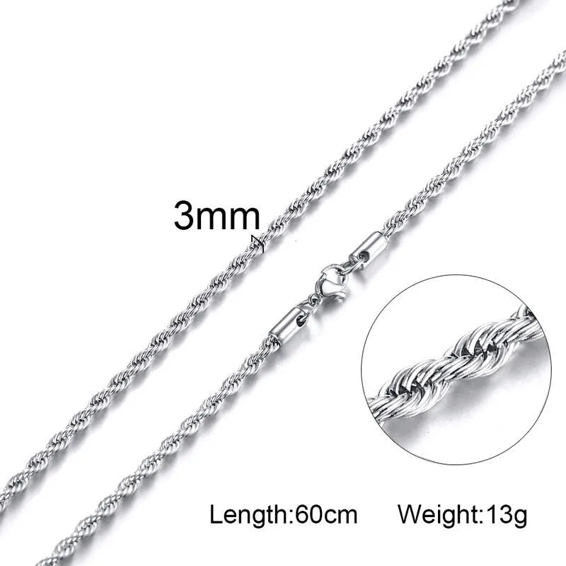 Stainless Steel Rope Chain Necklace | Gold Twisted Wave Link Choker