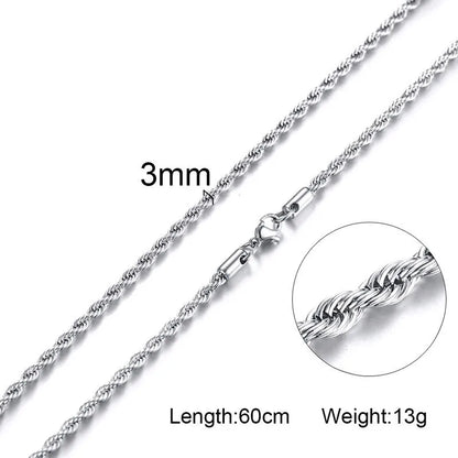 Stainless Steel Rope Chain Necklace | Gold Twisted Wave Link Choker