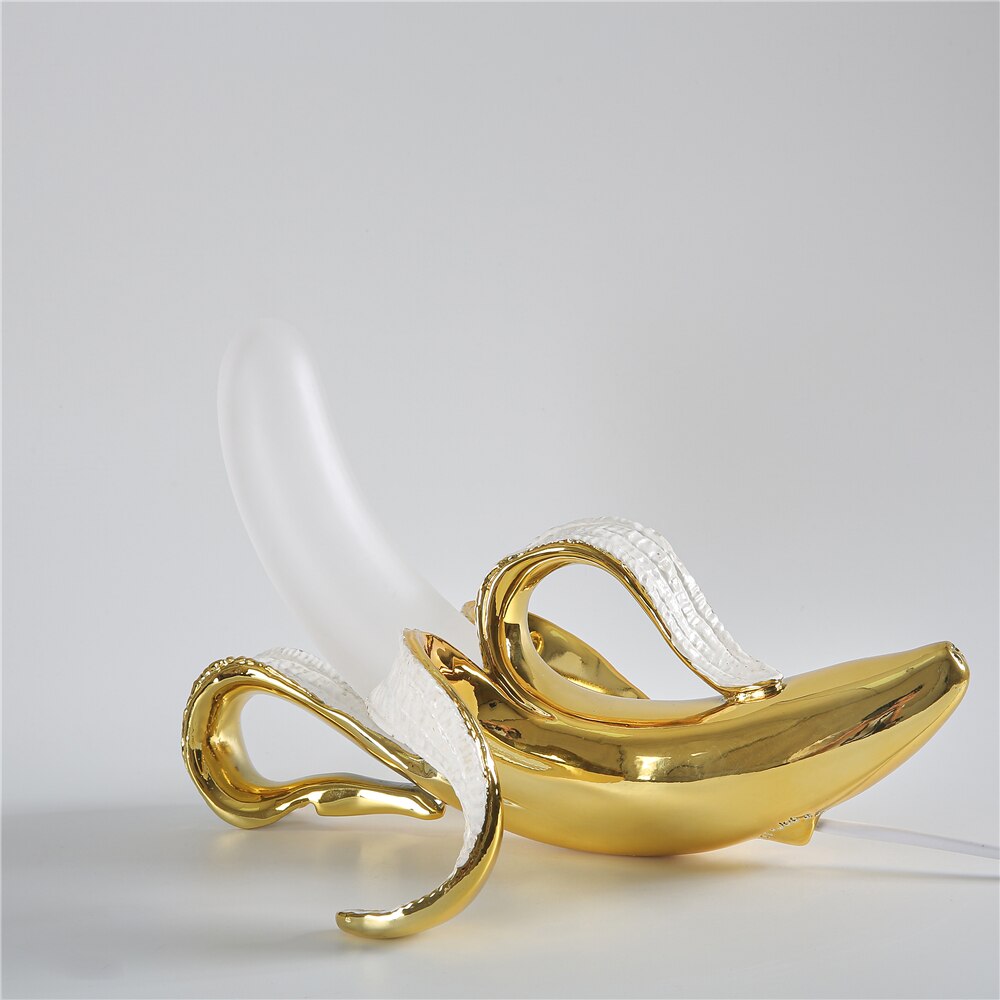 Banana Table Lamp Art Deco Brass Chrome Accent Light