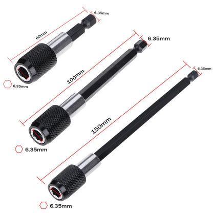 1/4 Inch Hex Shank Quick Release Screwdriver Bit Holder Extension Bar | 60mm 100mm 150mm