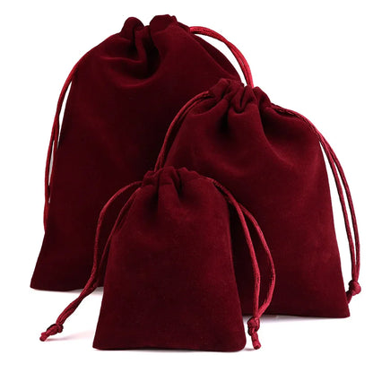 10pcs Drawstring Velvet Jewelry Gift Bags | Soft Plush Multi-Color Pouches for Wedding Christmas Party
