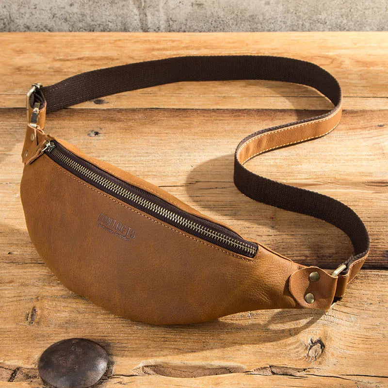 CONTACT'S 100% Genuine Crazy Horse Leather Fanny Pack