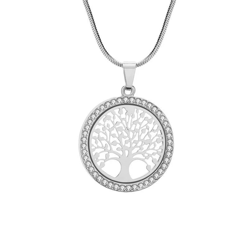 Crystal Zircon Tree of Life Pendant Necklace | Fashion Jewelry for Women