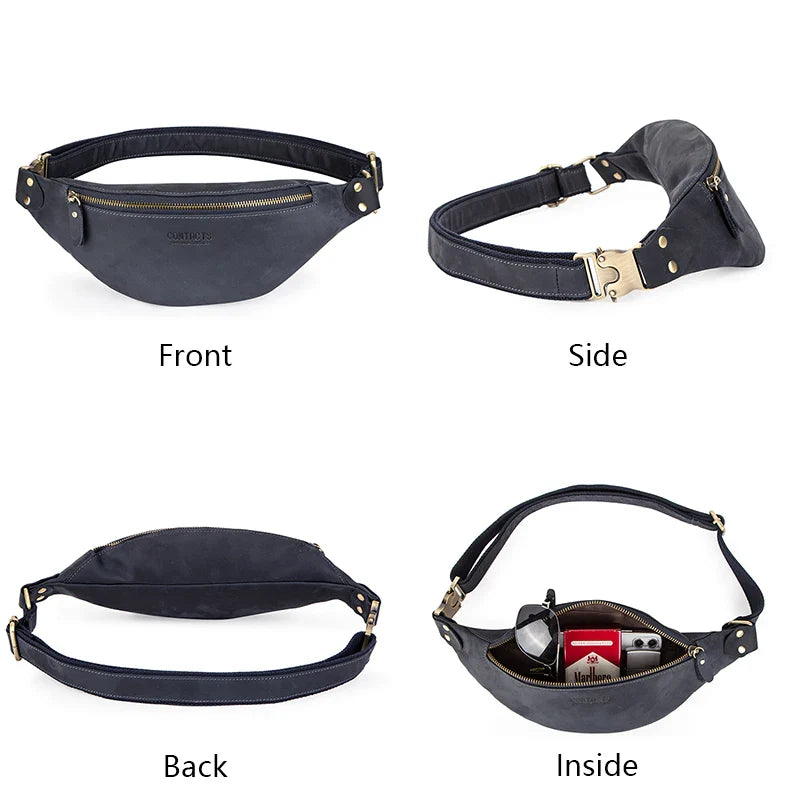 CONTACT'S 100% Genuine Crazy Horse Leather Fanny Pack