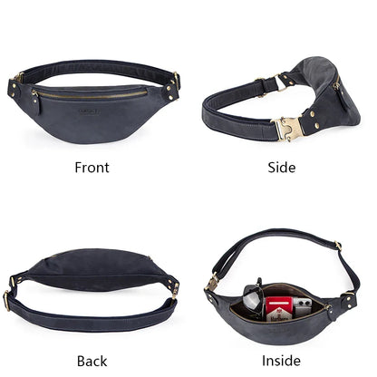 CONTACT'S 100% Genuine Crazy Horse Leather Fanny Pack