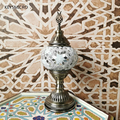 Turkish Mosaic Table Lamp Handcrafted Stained Glass Vintage Romantic Bedside Light