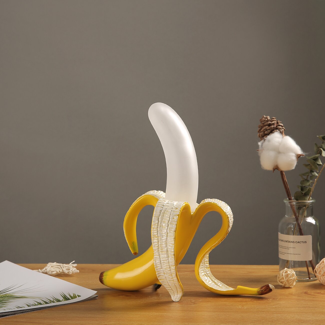 Banana Table Lamp Art Deco Brass Chrome Accent Light