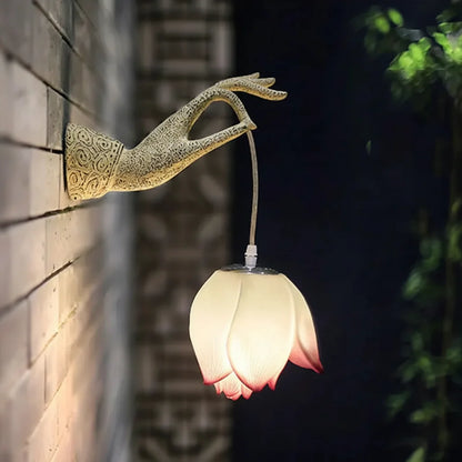 Modern Chinese Lotus Wall Lamp Creative Corridor Hallway Teahouse Art Decor Light