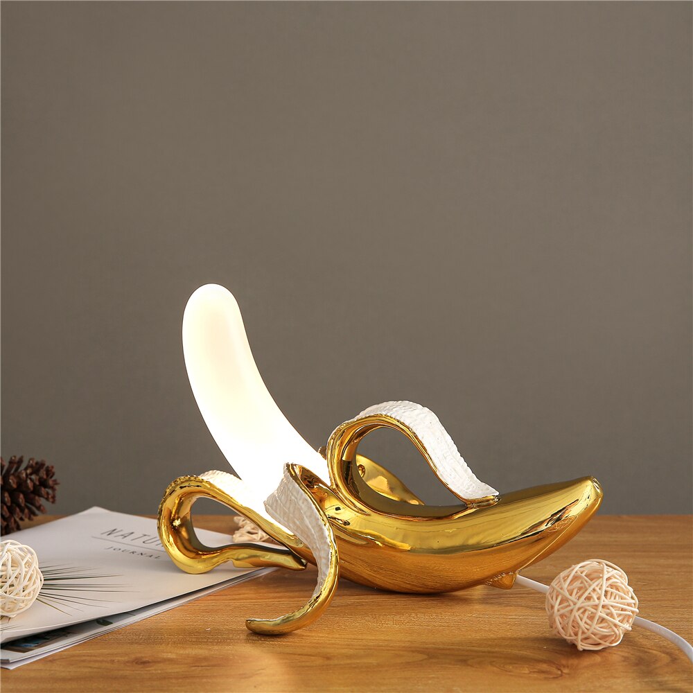 Banana Table Lamp Art Deco Brass Chrome Accent Light