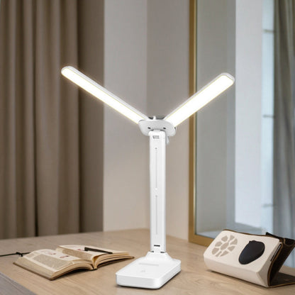 Lampe de Bureau LED Double Tête | Pliable Rechargeable USB Intensité Réglable pour Étude et Lecture
