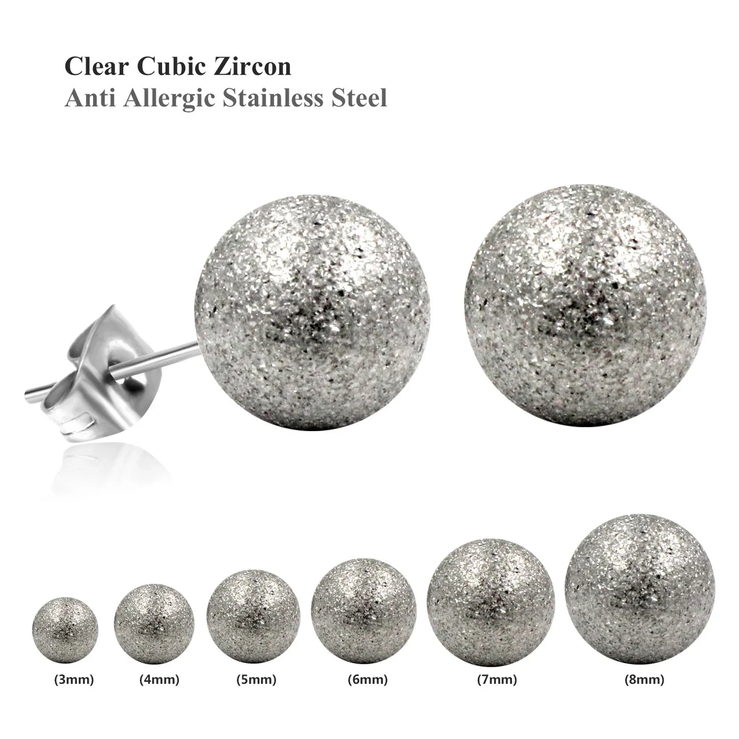 Stainless Steel Ball Stud Earrings Set 6 Pairs | Minimalist Round Clip Earrings for Women Girls