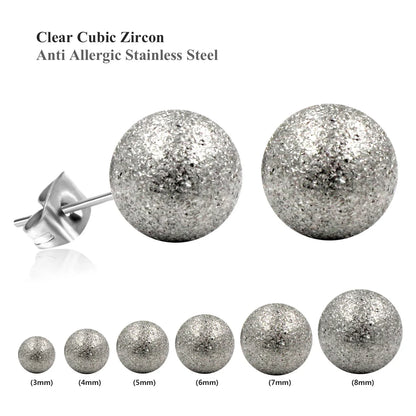 Stainless Steel Ball Stud Earrings Set 6 Pairs | Minimalist Round Clip Earrings for Women Girls