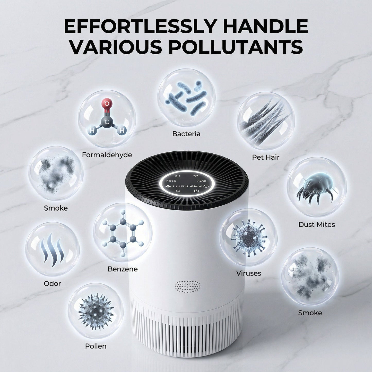 Smart Air Purifier with HEPA Filter App Control PM2.5 for Bedroom Pets Home