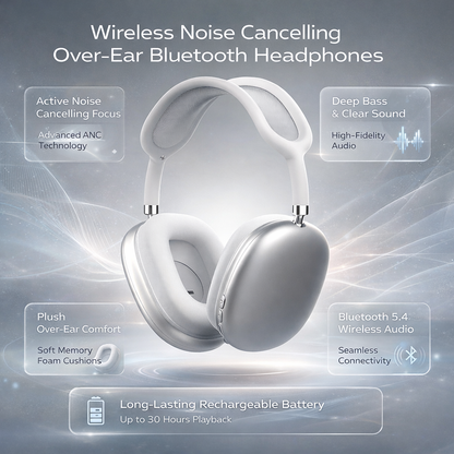 Wireless Noise Cancelling Headphones | Deep Bass Over Ear Design for Immersive Sound Experience