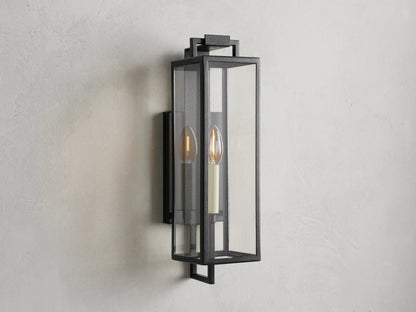 Outdoor Iron Wall Lantern 16.5" E12 Porch Patio Light Fixture