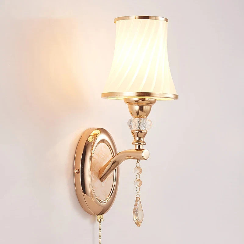 Nordic LED Wall Sconce with Switch Glass Shade Bedroom Bedside Living Room