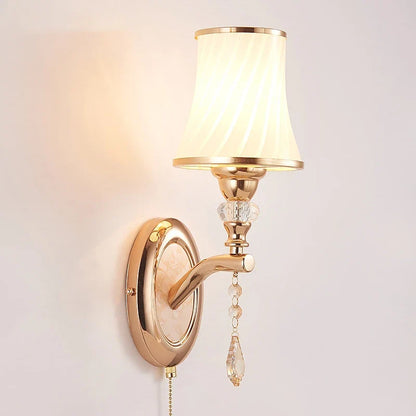 Nordic LED Wall Sconce with Switch Glass Shade Bedroom Bedside Living Room