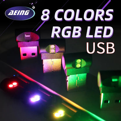 Mini USB LED Car Interior Atmosphere Light | RGB Decorative Lamp for Auto