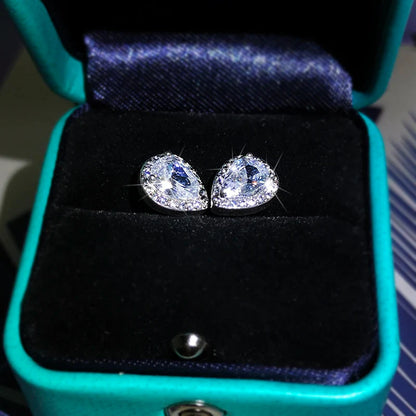 925 Sterling Silver Water Drop Stud Earrings | AAA Zircon Hearts and Arrows Jewelry Gift