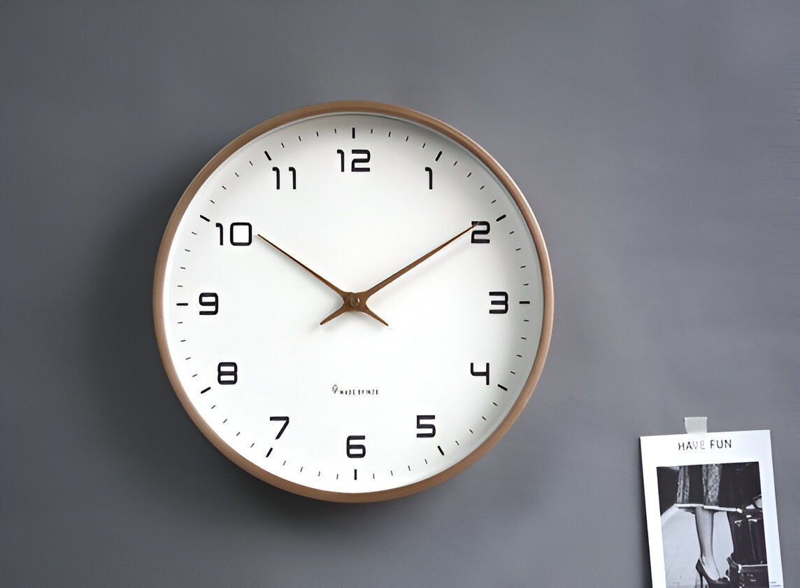 Nordic Wooden Wall Clock 30cm Silent Quartz Minimalist Numeric Dial