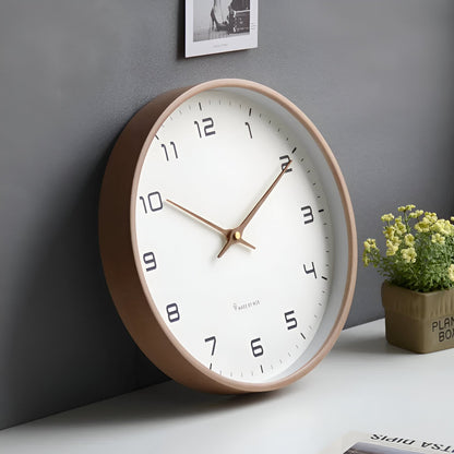 Nordic Wooden Wall Clock 30cm Silent Quartz Minimalist Numeric Dial