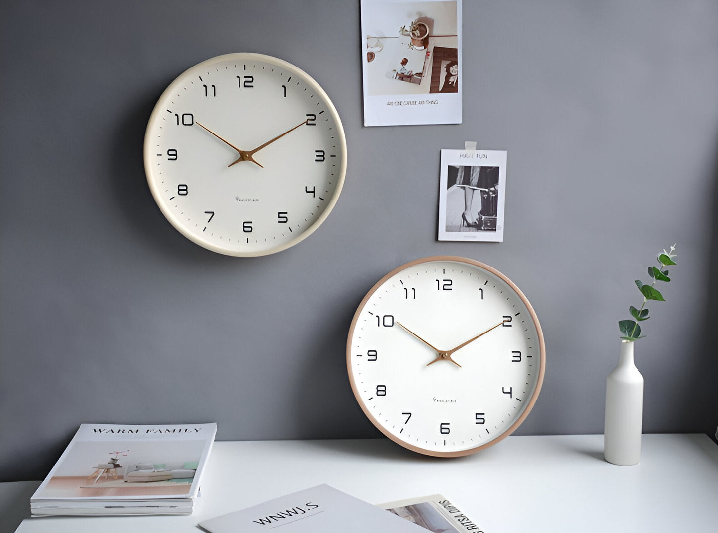 Nordic Wooden Wall Clock 30cm Silent Quartz Minimalist Numeric Dial