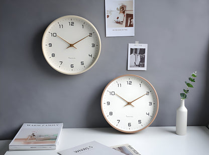 Nordic Wooden Wall Clock 30cm Silent Quartz Minimalist Numeric Dial