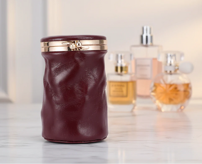Trousse de Toilette Rétro Mignonne en Cuir Véritable