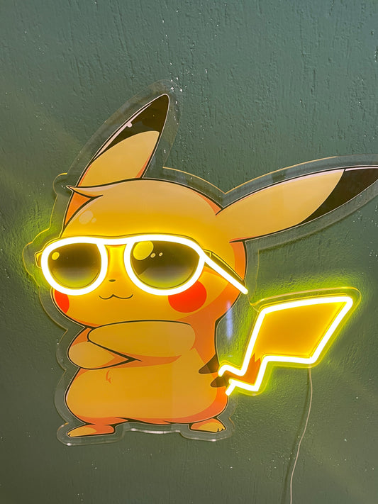 Pikachu Neon Sign, Uv Print Neon, Pokemon Wall Decor, Uv Print Neon Sign