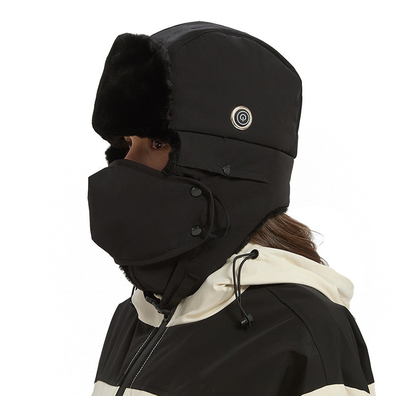 LITEGUEST Heated Trapper Hat | Heated Winter Hat with Face Cover