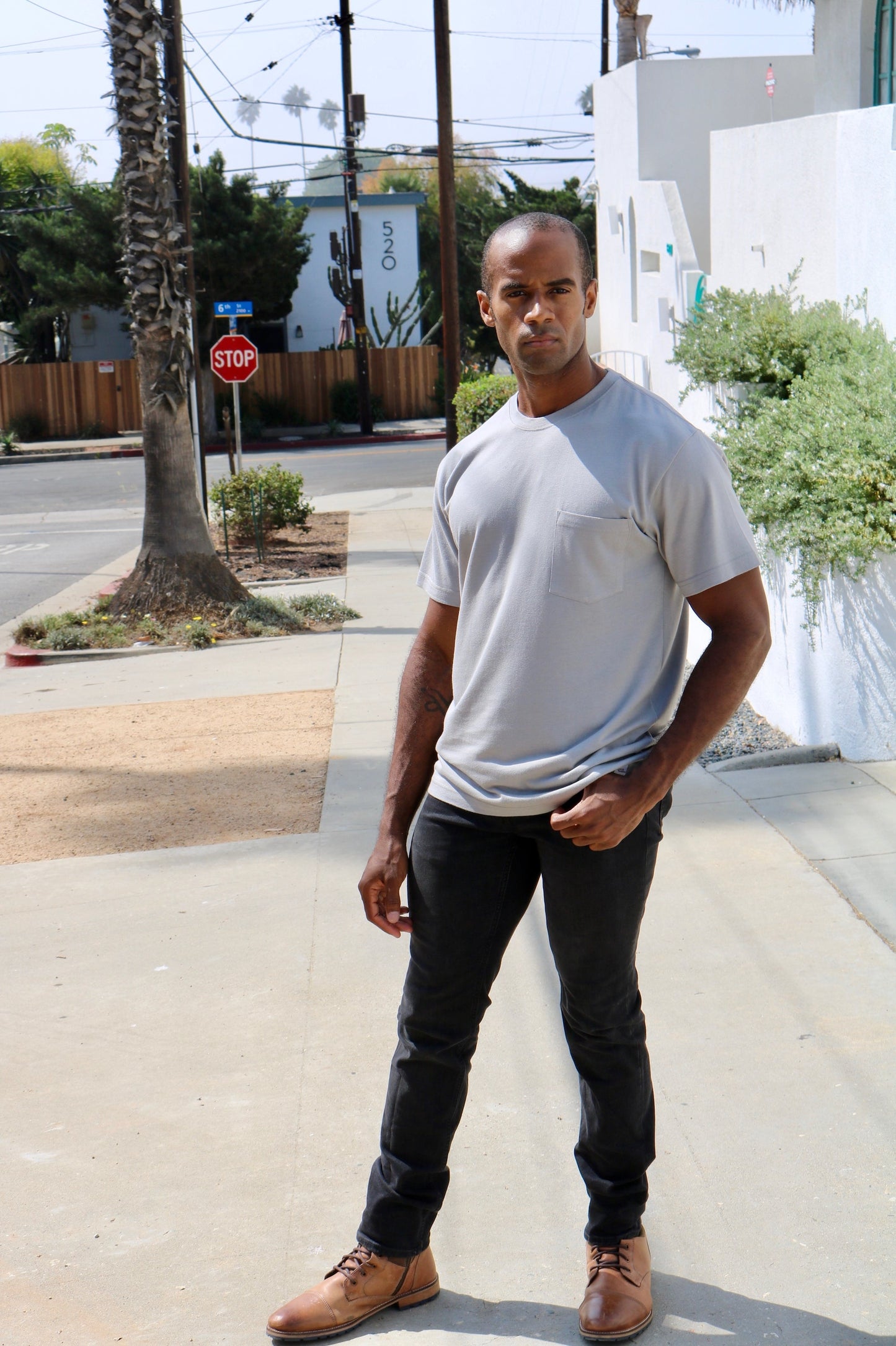 T-shirt à poche en viscose de bambou et coton biologique pour homme