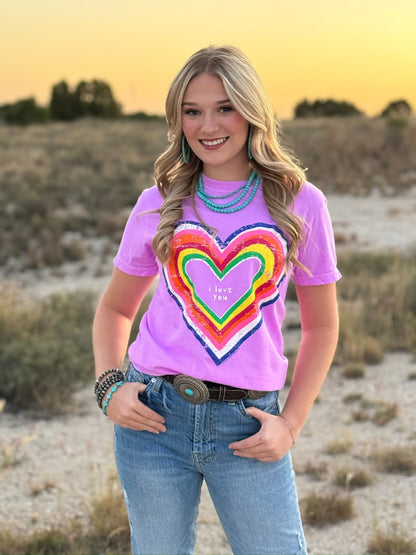 Camiseta con Corazón Arcoíris "Te Quiero"