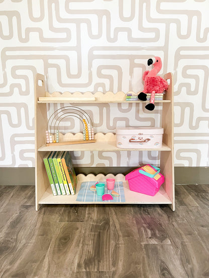 RAY Scalloped Toy Shelf – Kids Wooden Toy Shelf | Bush Acres