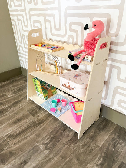 RAY Scalloped Toy Shelf – Kids Wooden Toy Shelf | Bush Acres