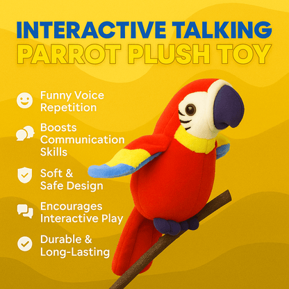 Interactive Talking Parrot Plush Toy Voice Repeating Learning Toy for Kids