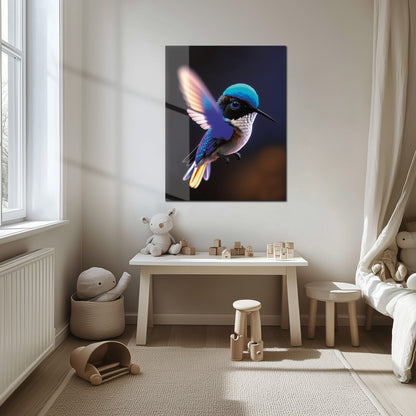 Colorful Hummingbird Glass Wall Art – Vibrant Nature-Inspired UV Print-KAFCD002