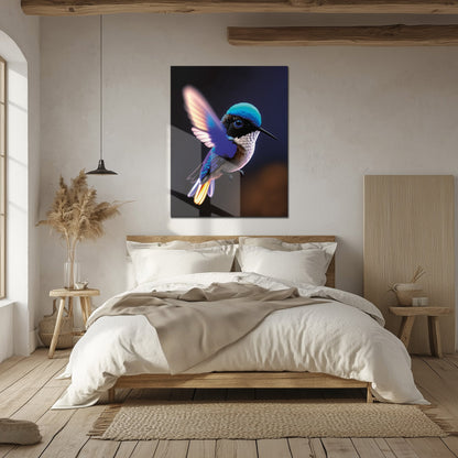 Colorful Hummingbird Glass Wall Art – Vibrant Nature-Inspired UV Print-KAFCD002