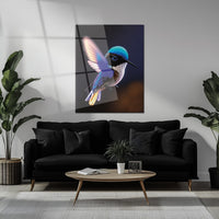 Colorful Hummingbird Glass Wall Art – Vibrant Nature-Inspired UV Print-KAFCD002