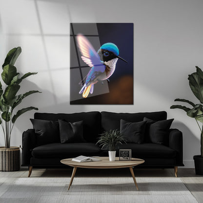 Colorful Hummingbird Glass Wall Art – Vibrant Nature-Inspired UV Print-KAFCD002
