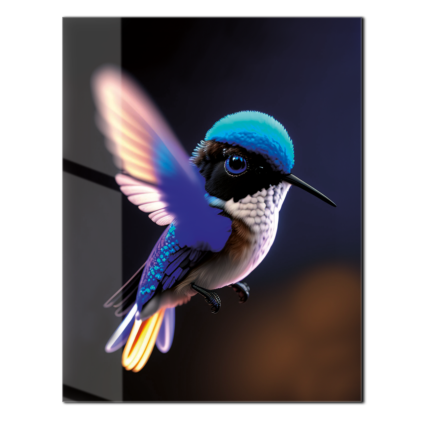 Colorful Hummingbird Glass Wall Art – Vibrant Nature-Inspired UV Print-KAFCD002