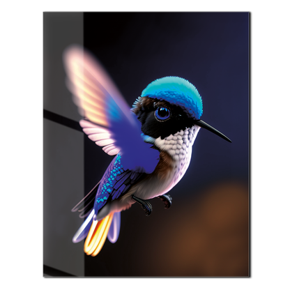 Colorful Hummingbird Glass Wall Art – Vibrant Nature-Inspired UV Print-KAFCD002