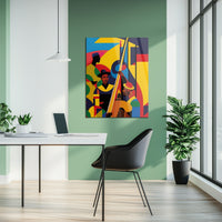 Colorful Jazz Musicians Glass Wall Art – Bold Abstract UV Print for Music Lovers-KAFCD022