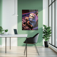 Astronaut Sloth Glass Wall Art – Cute Space Explorer UV Print Design-KAFCD047