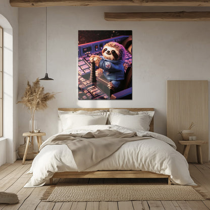 Astronaut Sloth Glass Wall Art – Cute Space Explorer UV Print Design-KAFCD047