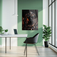 Futuristic Black Diva Portrait UV Glass Wall Art – Opulent Cyber Couture Aesthetic-KAFCD073