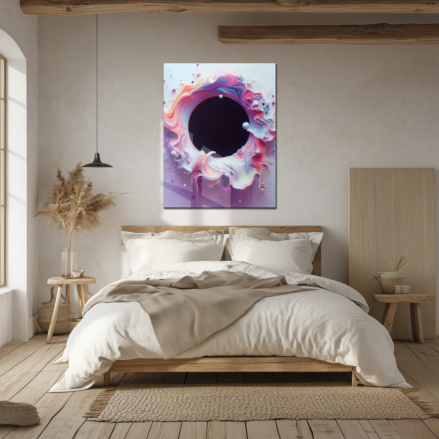 Spirale Vide Colorée Abstraite - Art Mural Vibrant en Verre UV avec Effet Peinture 3D-KAFCD079