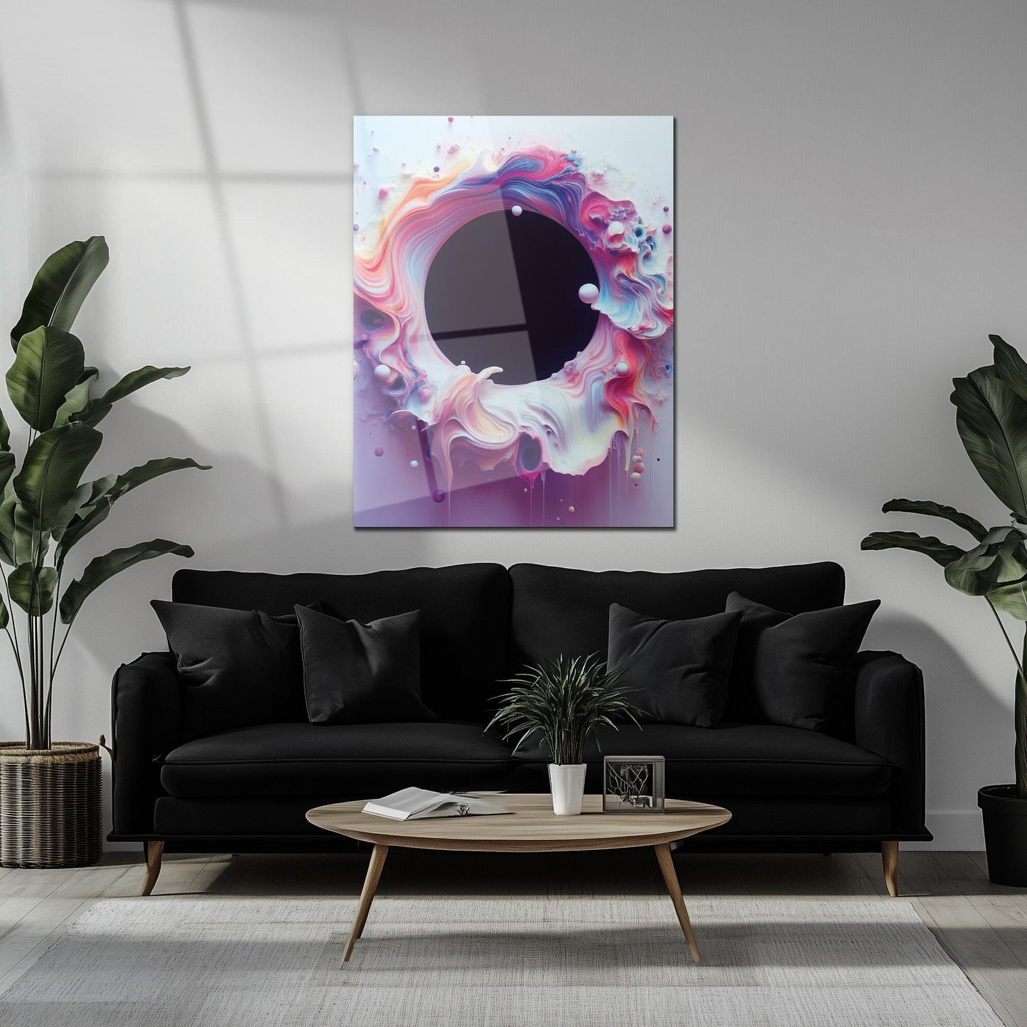 Spirale Vide Colorée Abstraite - Art Mural Vibrant en Verre UV avec Effet Peinture 3D-KAFCD079