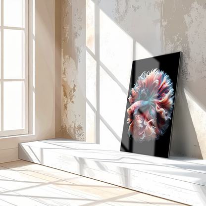 Elegant Betta Fish Flow – Colorful UV Glass Wall Art with Fluid Fin Design-KAFCD080